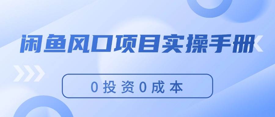 闲鱼风口项目实操手册，0投资0成本，让你做到，月入过万，新手可做-千一副业