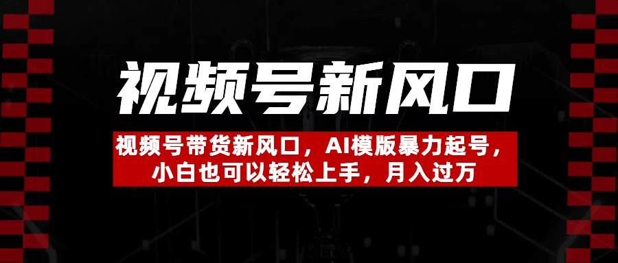视频号带货新风口，AI模版暴力起号，小白也可以轻松上手，月入过万-千一副业